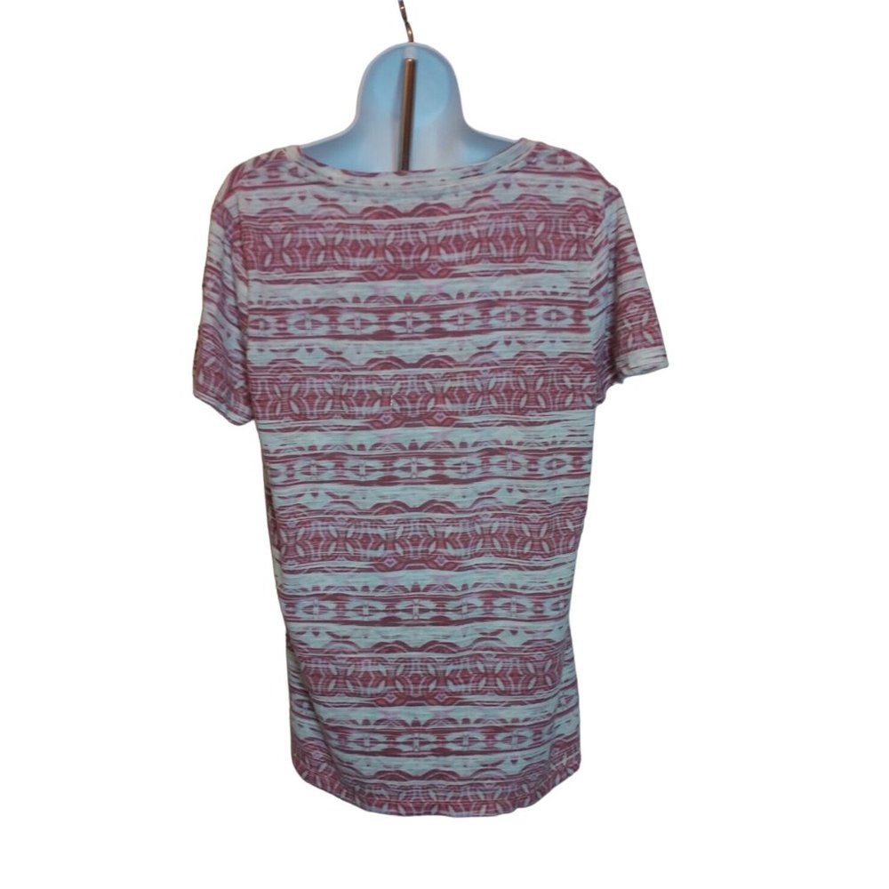 Mossimo Print Short Sleeve V-Neck Shirt Women's Sz. XL Pink/White - Picture 2 of 7